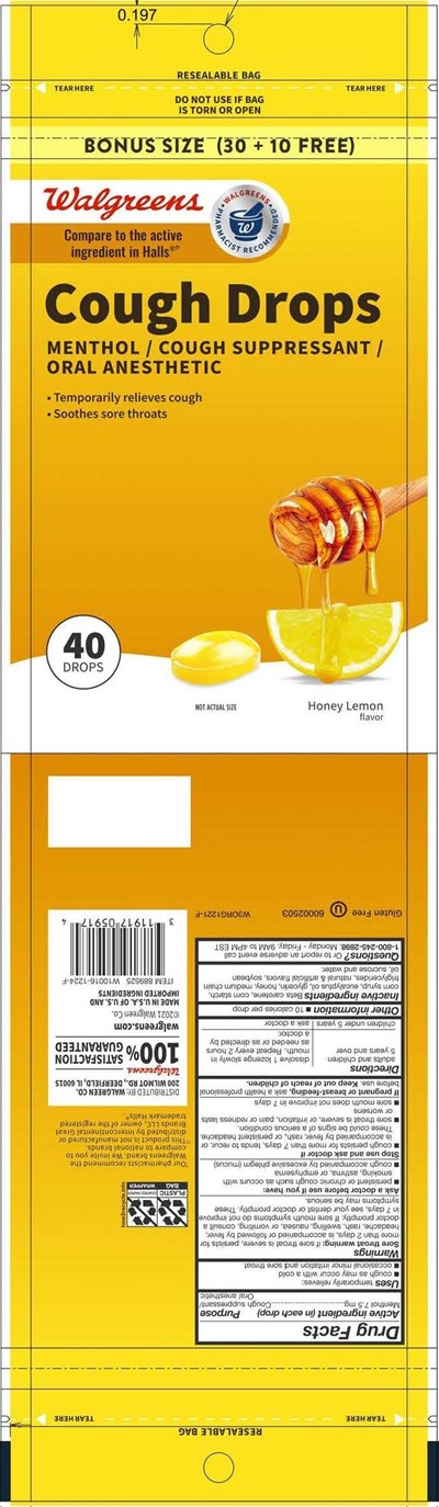 Walgreens Honey Lemon Cough Drops 40ct (60002503 Walgreens Honey Lemon 40ct)